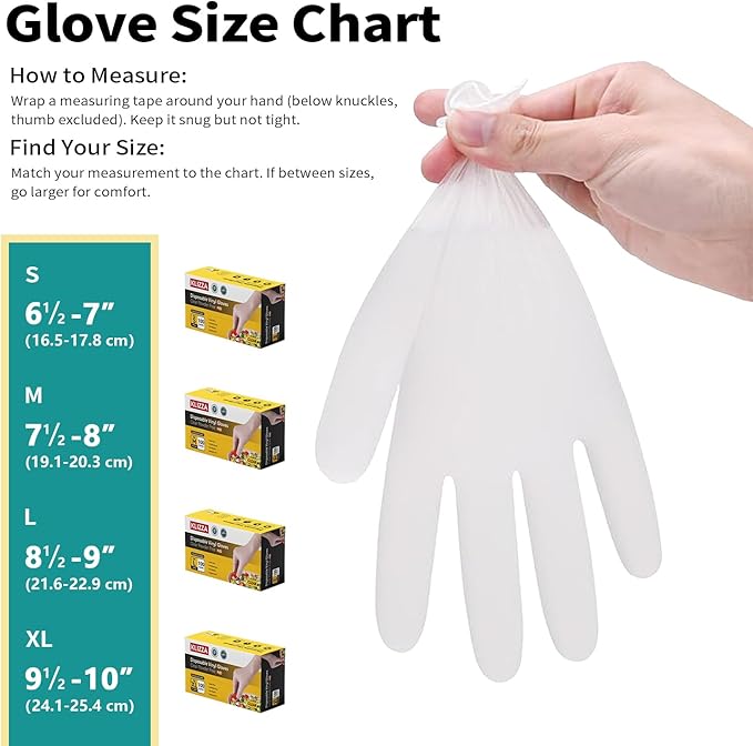 Disposable Vinyl Gloves, Latex-Free, Powder Free, Clear Plastic Gloves, for Cleaning, Cooking, Food Prep