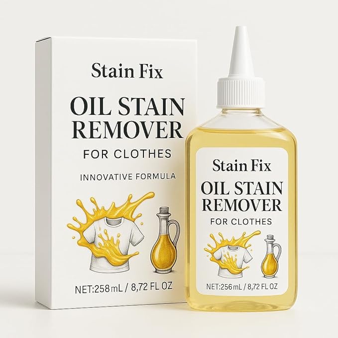 Instant Oil Stain Remover for Clothes (8.72oz) - Fabric Stain Remover For Cooking, Engine, Dried Oil And Grease Stains - Safe for All Fabric Types