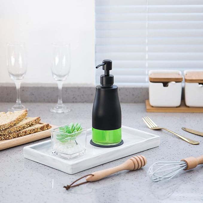 Gaussra Black Soap Dispenser with Coaster and Stickers, Dish Soap Dispenser for Kitchen, Hand Soap Dispenser for Bathroom, 304 Stainless Steel Glass Lotion Dispenser (2 Pack)