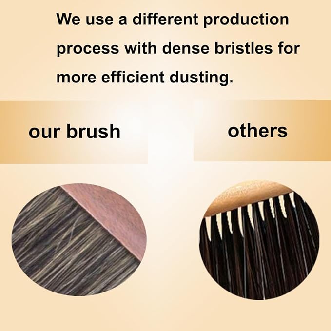 Hand Broom Counter Duster Dusting Brush for Home Cleaning, Soft Dust Brush with Long Wooden Handle for Bed Sofa Furniture Couch Bench Car, 15''Length