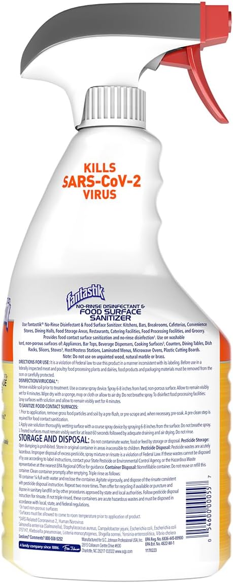 SC Johnson Professional Fantastik No Rinse Disinfectant & Food Surface Sanitizer 32oz