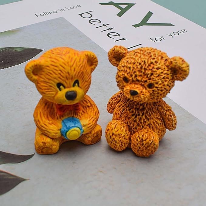Cute Bear Silicone Mold 2 Pack - Cartoon Bear Candle Mold for Home Decoration