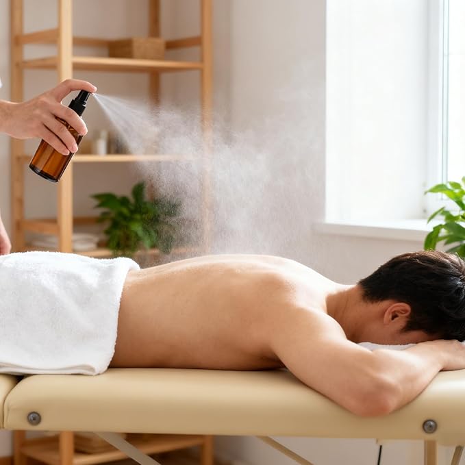 Body Oil Spray Bottle,4 Pack Amber Glass Fine Mist Spray Bottle For Body Oil,100ML(3OZ)