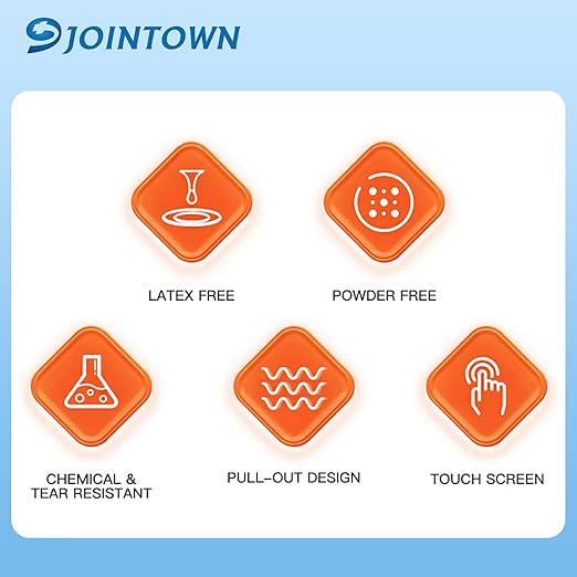 Jointown Basic Heavy Duty Nitrile Gloves, Mechanic Gloves 8 Mil Nitrile Disposable, with Raised Diamond Texture, Case of 1000, Orange, XLarge