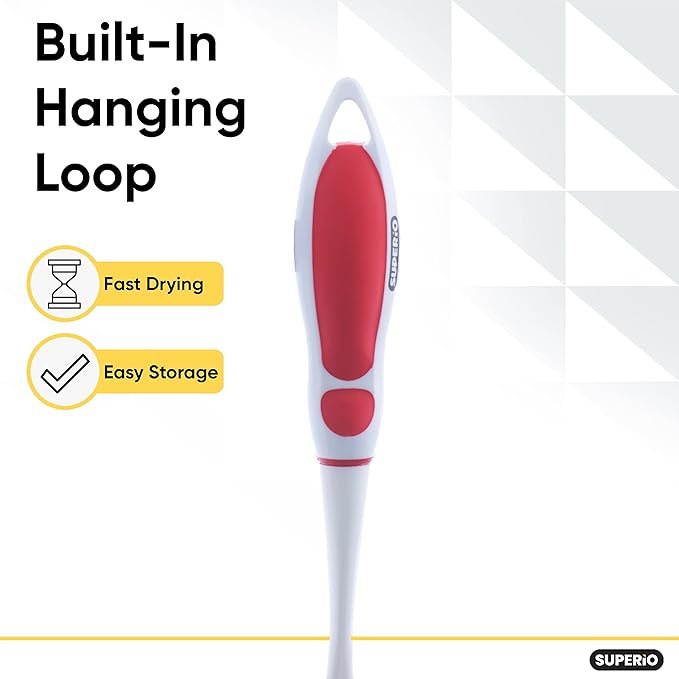 Dish Brush with Handle Vegetable Brush Double Sided Cleaning Brush Scrubber Non Scratch Scrub Brushes Kitchen Brush for Cooking, Foods- Fruits/Potatoes/Veggies, Sinks, Bath-Red, Superio