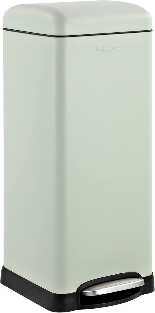 happimess HPM1007E Betty Retro 8-Gallon Step-Open Trash Can with Soft-Close Lid, Fingerprint Resistant, Modern, Minimalistic for Home, Kitchen, Laundry Room, Office, Bedroom, Bathroom, Mint Green