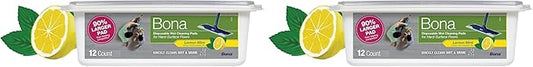 Bona® Disposable Wet Cleaning Pads for Hard-Surface Floors, Lemon Mint Scent 12 Count (Pack of 2)