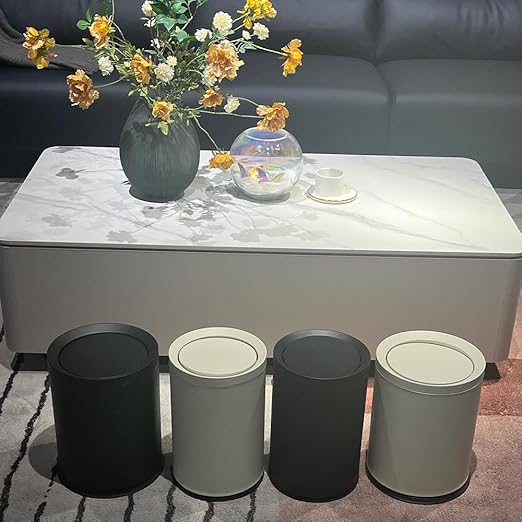3.1GAL Metal Bathroom Garbage Can with Lid, Modern Garbage Can, Swing Lid,Double Bucket,Small Wastebasket for Bedroom,Living Room,Office,Bank,Hotel