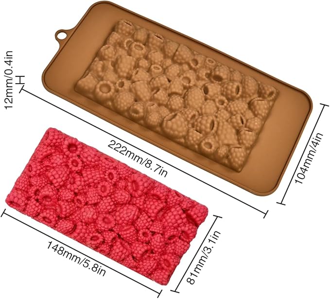 mostsom Chocolate Mold 3D Raspberry Silicone Mold for Fondant Candy Gum Paste Polymer Clay Resin Kitchen Baking Sugar Craft Cake Cupcake Decorating Tools (K_ 8.88x4.16x0.48 inch)