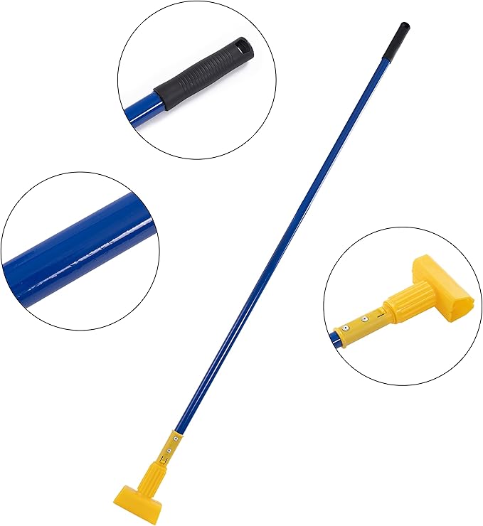 Matthew Cleaning Commercial Quick-Change Iron Mop Handle for Floor Cleaning Heavy Duty Mop Stick Replacement 60inch Jaw Clamp-Style Wet Mop Handle 6 Packs