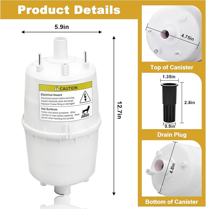 80 Steam Canister Replacement Steam Humidifier Canister Model for AprilAire Steam Humidifier Models 800, 801, 865, 866 Whole House Humidifiers, with O-Ring for Leak-Proof Seal (1PCS)