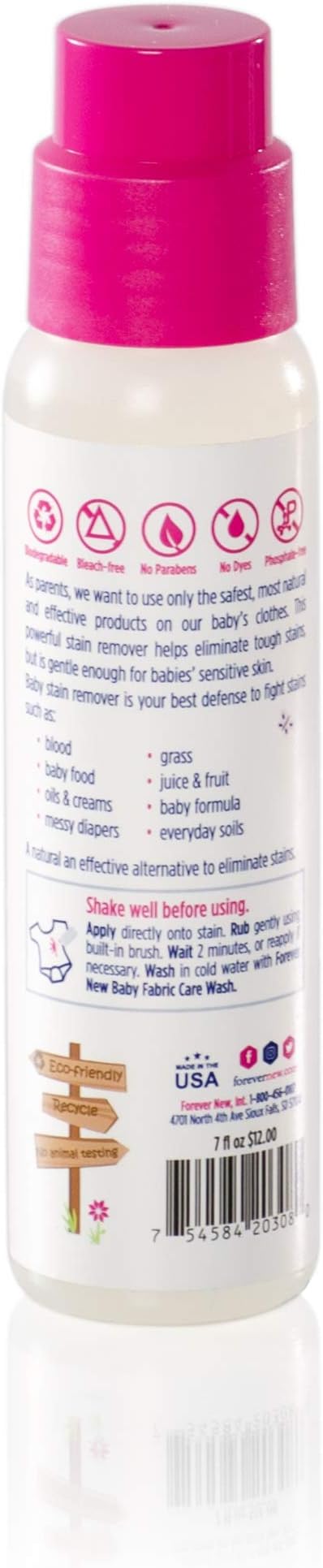 FOREVER NEW Baby Stain Remedy Gel - Fabric Stain Remover - Built-in Brush, 7 Fl Oz