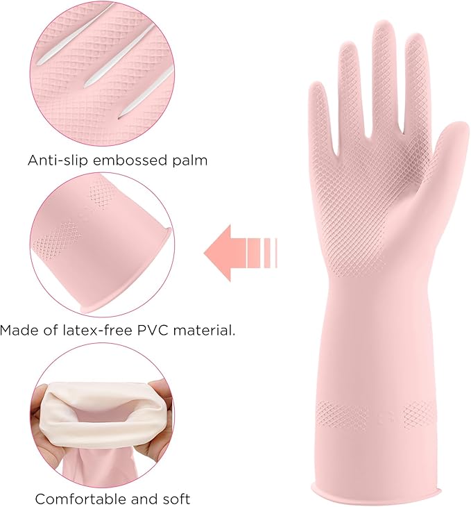 Rubber Gloves for Household, Dishwashing Gloves for Kitchen, Reusable