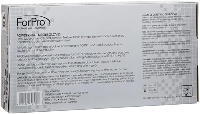 ForPro Professional Collection Disposable Nitrile Gloves, Chemical Resistant, Powder-Free, Latex-Free, Non-Sterile, Food Safe, 4 Mil, Black, X-Large, 1000-Count