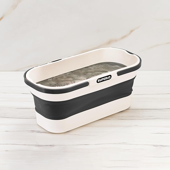 Superio Fold N' Go Mop Buckets with Wheels 2-Pack - Collapsible Cleaning Bucket, 10L, Portable Water Pail for Home, Car, and Outdoor Use