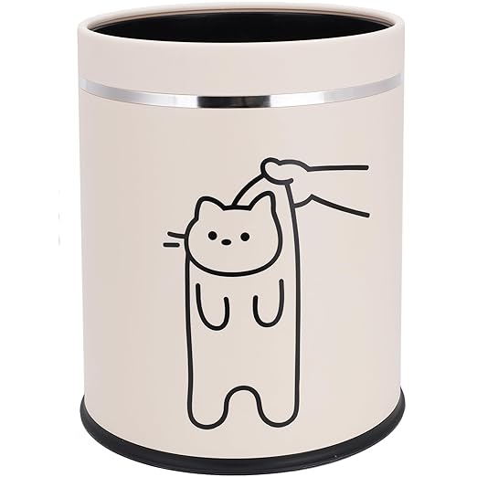 Juju Cat Trash Can - Cat Decor Garbage Can - Small Waste Basket for Bedroom - Garbage Bin Trashcan - Wastebasket Dustbin Trash Cans (Bye)