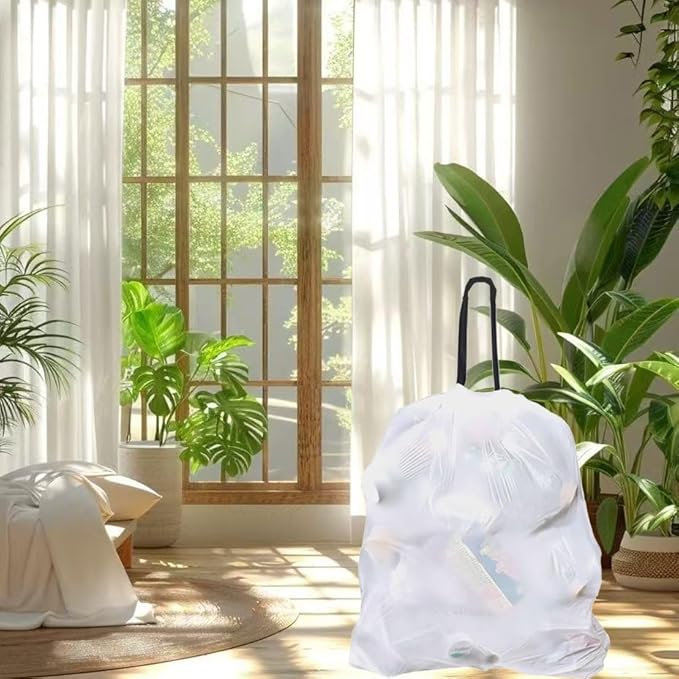 Ultra thick heavy duty Plastic 16 gallon no tear open drawstring trash bags white ‎lavender scent Plastic garbage bags for household kitchen bedroom bathroom living room office restaurant