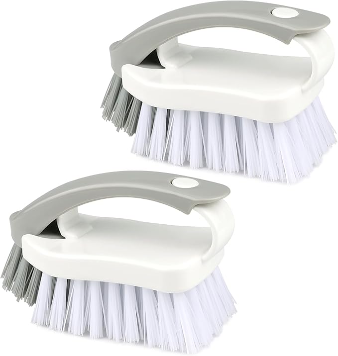 Scrub Brushes for Cleaning Stiff Bristle - Scrub Brushes for Cleaning, Scrubbing Brush, Stiff Bristle Brush, Hand Brushes for Cleaning for Shower, Shoes, Kitchen, Floor, Carpet, etc.（Pack of 2 Small）