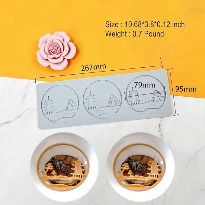 3D Hollow Leaf Fondant Lace Mold Multi Leaves Flower Candy Mold Chocolate Sugar Craft Cake Decoration Cupcake Top (E Pavilion_10.68 * 3.8 * 0.12inch)