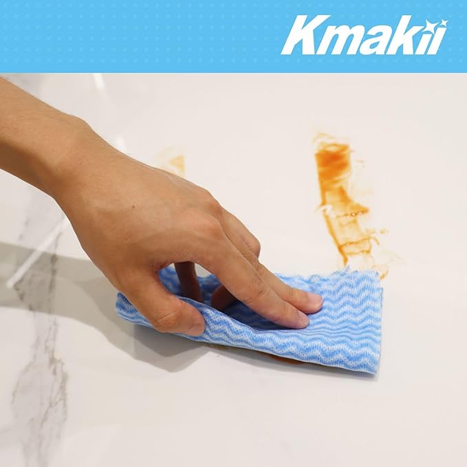 KMAKII Handi Wipe Reusable Cloths - Multi-Purpose Cleaning Cloths and Towels, Absorbent, Quick-Dry, Durable Wipes for Kitchen and Home, Blue, 11.8 x 21 inches, Pack of 40