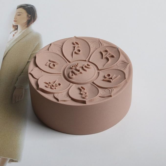 Om Mani Padme Hum Soap Mold Silicone Craft Candle Resin DIY Handmade Mold Round (15084)