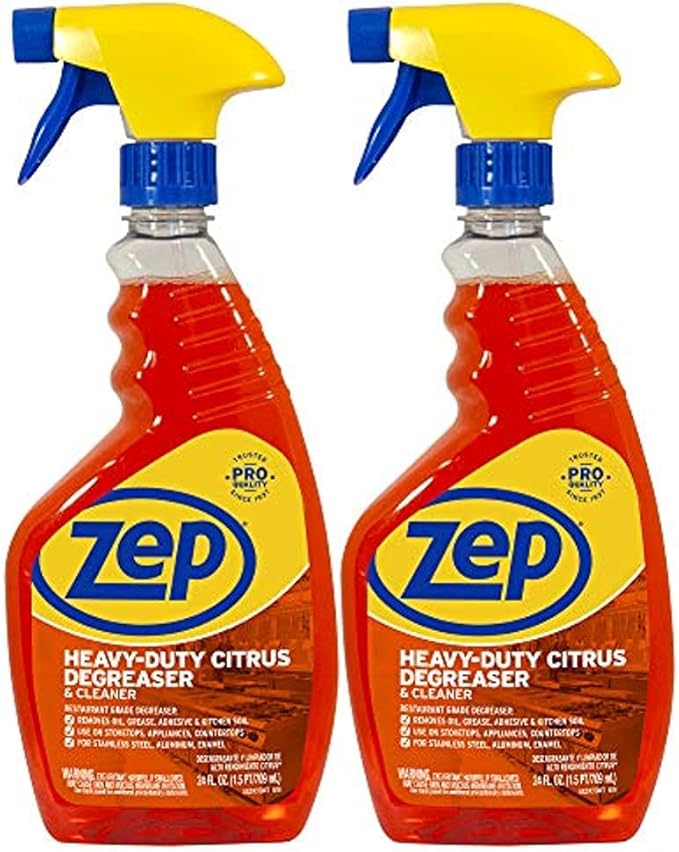 Zep Heavy-Duty Citrus Degreaser and Cleaner - 24 oz (Case of 2) ECZUCIT242 - Restaurant Grade, Removes Oil, Grease, Adhesive, and Kitchen Soil on Stovetops, Appliances