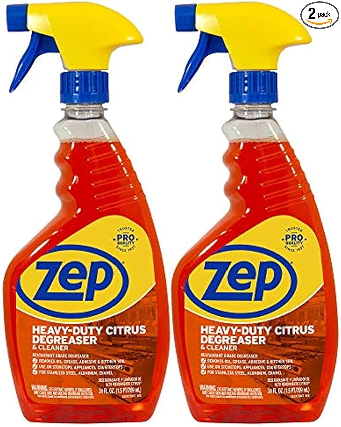 Zep Heavy-Duty Citrus Degreaser and Cleaner - 24 oz (Case of 2) ECZUCIT242 - Restaurant Grade, Removes Oil, Grease, Adhesive, and Kitchen Soil on Stovetops, Appliances