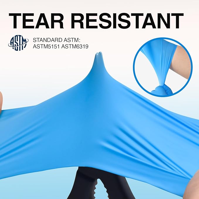 Schneider Nitrile Exam Gloves, Extended 12 Inches Cuff, Medium, 4 mil, 50-ct Box, Gloves Disposable Latex Free, Powder Free for Medical, Food Prep, Cleaning, Cooking, Blue