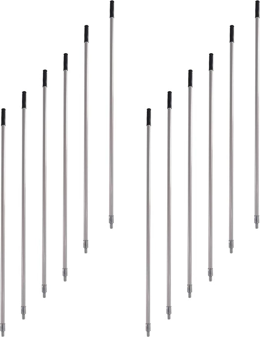 Matthew Cleaning Commercial Screw On Mop Handle for Floor Cleaning Heavy Duty Mop Head Replacement Holder 60inch with Threaded Metal Tip(Gray, 12 Pack)