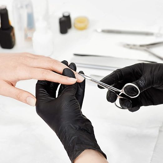 Black Disposable Medical Black Vinyl Exam Gloves Industrial Gloves- Latex-Free & Powder-Free 100PCS (BK-XLarge)