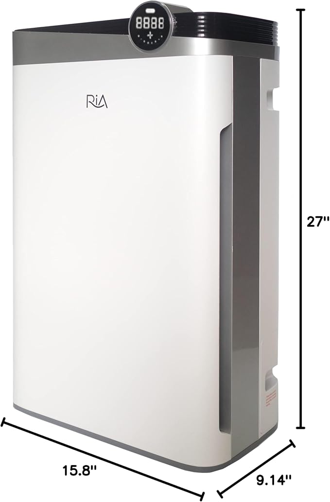 RIA BreezeGuard Smart Air Purifier and Humidifier Combo for Large Rooms & Home up to 2500 SqFt - 2 in 1 HEPA Air Cleaner and Humidifier w/App Control, PM2.5 Sensor, for Pets, Allergies, Smoke, Dust