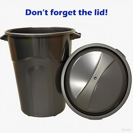 32 Gallon Heavy Duty Plastic Outdoor Trash Can with Lid, Lock & Easy-Carry Handles – Suitable for Indoor/Outdoor, Kitchen, Yard, Garage & Office