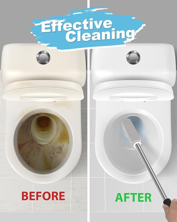 6 Pack Pumice Stone Toilet Bowl Cleaner with Long Stainless Handle - 22" Longer Pumice Stone for Cleaning - Hard Water Ring Stains Remover Brush for Toilet, Bathroom, Kitchen, Sink, Pool, Tile, Grill