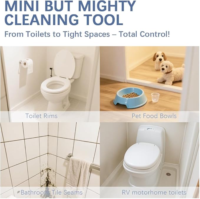 RV Silicone Toilet Brush with TPR Bristles & Detachable ABS Handle Set, Landing & Wall Mountable Toilet Bowl Brush for Space-Saving RV Bathrooms Flexible 360°Deep Cleaners Brushes (White)