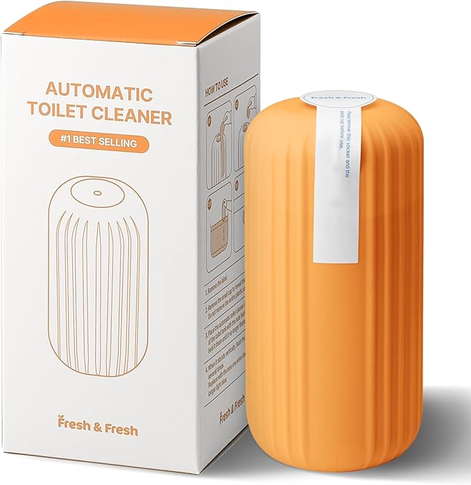 Fresh & Fresh Automatic Toilet Bowl Cleaners (Orange) - 1 Bottle(UPTO 2500 FLUSHES/Bottle), Commercial and Residential Toilet Cleaner 3-4 MONTH Lasting Toilet Bowl Cleaner Bottle