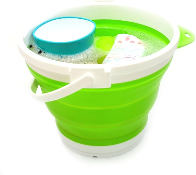 SAMMART 10L (2.64Gallon) Collapsible Fishing Bucket with Locking Lid - Portable Plastic Water Pail - Space Saving Outdoor Waterpot - Trunk Organizer for All Types of Vehicles