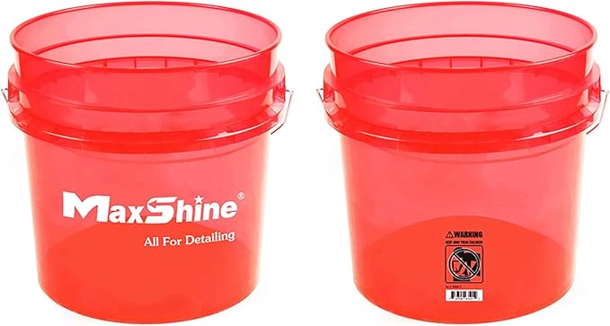Maxshine 3.5 Gallon Universal Detailing Bucket (Red) | Car Wash Bucket for Scratch-Free Washing | Garage Storage & Auto Detailing Tool Holder | Holds Soap, Foam Cannon, Brushes, Microfiber Towels