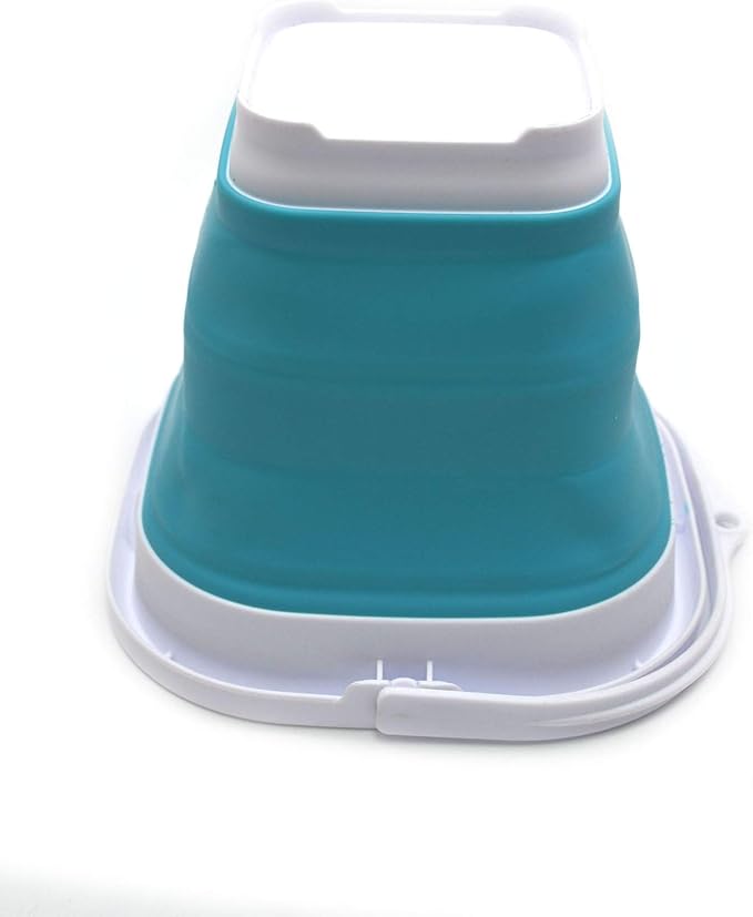 SAMMART 2.6L (0.68 Gallon) Super Mini Sqare Collapsible Plastic Bucket - Foldable Square Tub - Portable Fishing Water Pail - Space Saving Outdoor Waterpot (1, Bright Blue)