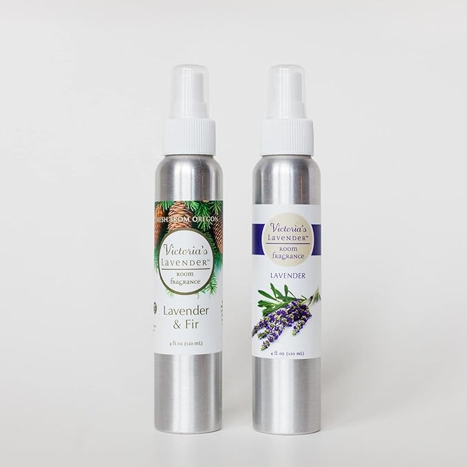 Victoria's Lavender Room Spray, Pure Home Made in the USA, Essential Oil Concentrated Room Splash, Air Freshener, Bathroom Odor Eliminator, Luxury Spray, Lavender & Fir 2 Pack (4 Fl Oz)