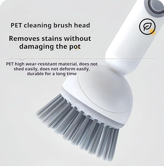 Adjustable Dish Brush with Soap Dispenser, Non-Scratch PET Bristles, Ergonomic Handle, Kitchen Cleaning Tool for Pots, Pans & Sink (Yellow, Long-1 Piece)