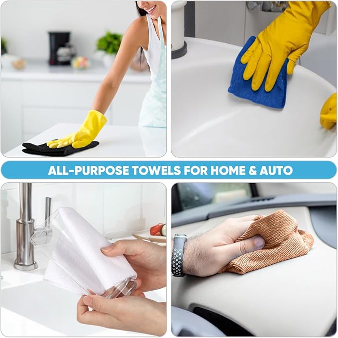 AIDEA Microfiber Cleaning Cloth Roll, 50PK, Black Microfiber Towels for Cars, Reusable Paper Towels Tear Away Cloth, Shop Rags, Lint Free Cleaning Rags for House, Kitchen, Window, 11.5"×11.5"