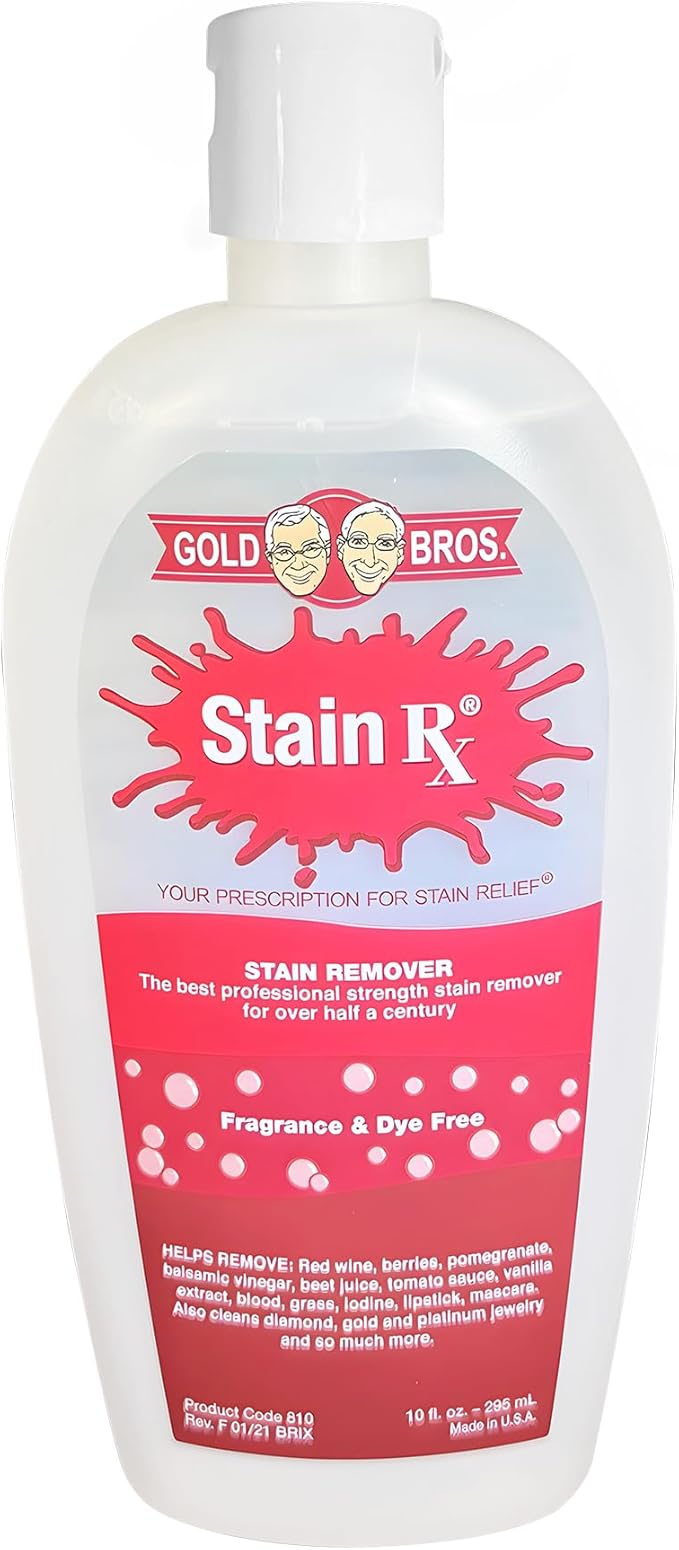 Stain Remover, Effectively Eliminates Stains from Wine, Berries & Blood on Fabrics, Carpets, Upholstery & Jewelry, Dye-Free, Free from Bleach, Peroxides & Phosphates, Made in USA, 10 oz