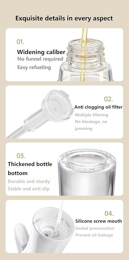 Press the fuel spray bottle,Oil Sprayer for Cooking, 220ml /7.44oz Glass Olive Oil Sprayer, Continuous Spray with Portion Control, Oil Dispenser Bottle for Kitchen, Air Fryer, Frying, Salad, Grill.