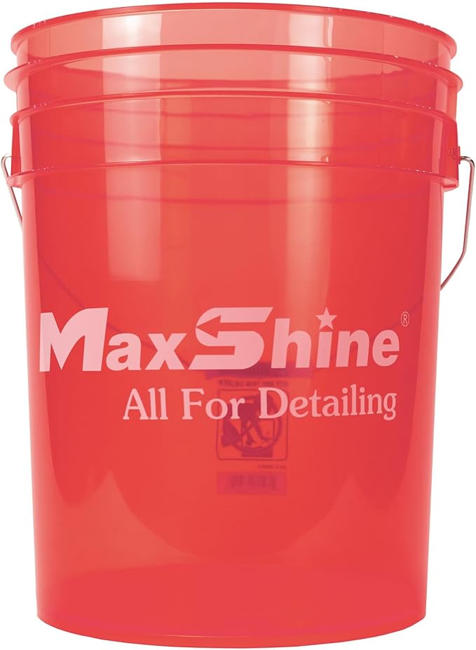 Maxshine 5gal Universal Red Detailing Bucket – Car Wash Bucket for Scratch-Free Washing, Garage Storage & Detailing Tools – Holds Soap, Foam Cannon, Microfiber Towels & More