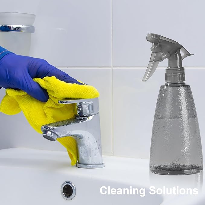 Spray Bottles 3-Pack, 16 Oz, Mist & Stream, Plastic Water Spray Bottle for Hair, Essential Oils, Plants, Cleaning Solutions, Cat Dog Correction Behavior - Empty Spray Bottles (Orange, Navy, Gray)