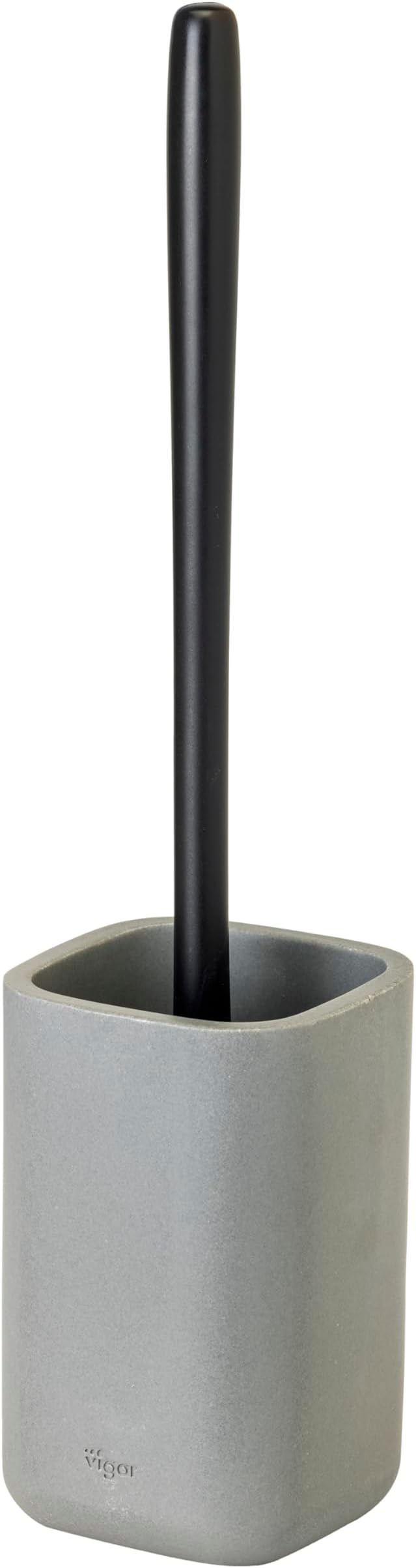 Vigar Zense Toilet Brush and Holder Set, Toilet Bowl Brush with Polyresin Stone Holder, Bathroom Sets for Bathroom Decor and Accessories, Concrete