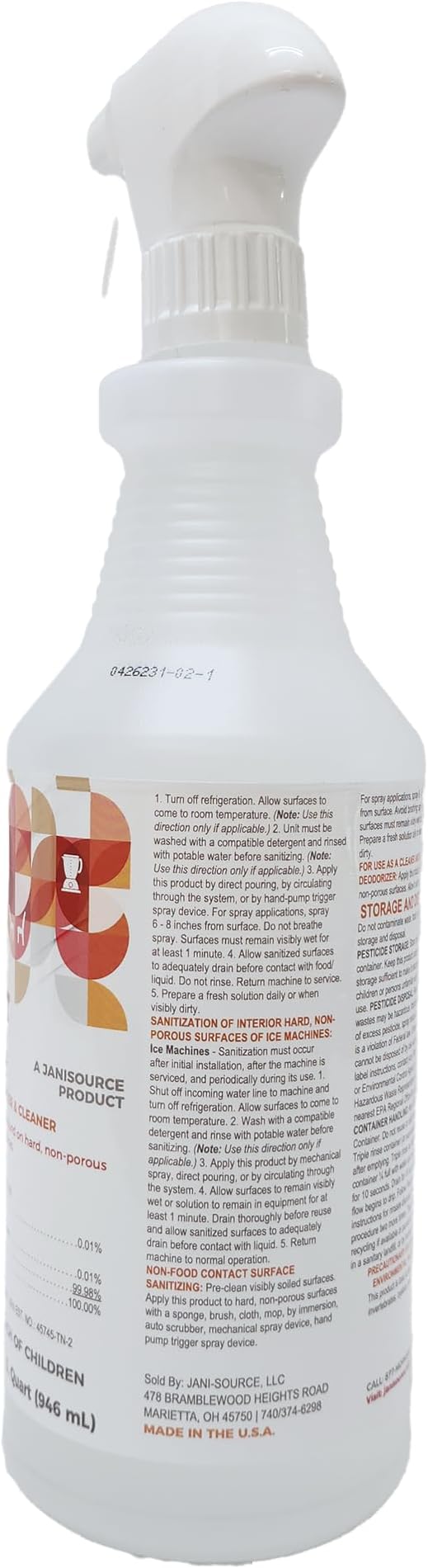 Bussit Clean Food Surface Sanitizer & Cleaner, Kills 99.9% of Kitchen Bacteria, Quart (6 Pack)