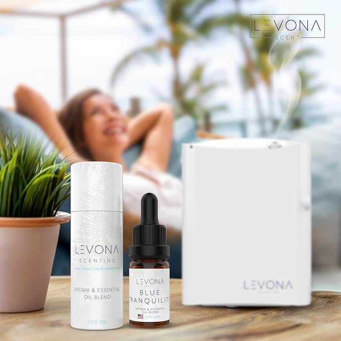 Levona Scent Essential Oils - Scents for Home, Hotel & Office Use - Perfect for Home Diffuser & Humidifiers - Aroma Fragrance Oil, Ideal for Massage, Relaxation, and Spa - Blue Tranquility, 10ml