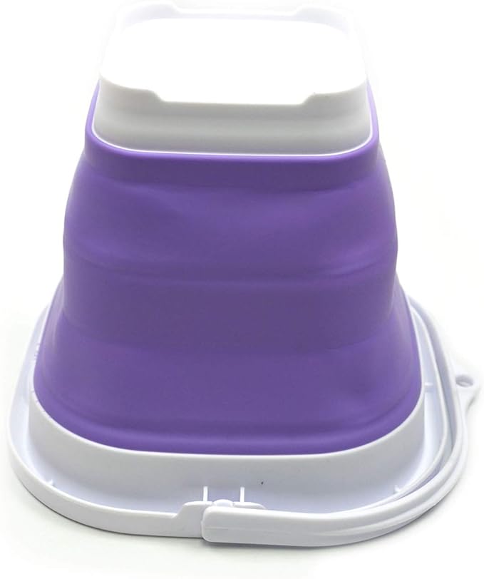 SAMMART 2.6L (0.68 Gallon) Super Mini Sqare Collapsible Plastic Bucket - Foldable Square Tub - Portable Fishing Water Pail - Space Saving Outdoor Waterpot (1, Lt. Purple)
