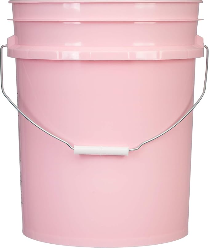House Naturals 5 Gallon Pink Food Grade Bucket Pail with Air Tight screw on Lid (Pack of 2) Made in USA buckets